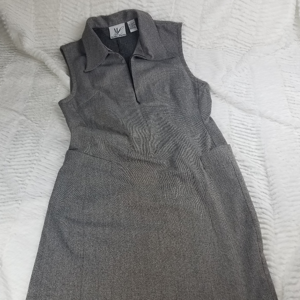 VTG zip up "MOD" style brown speckled dress